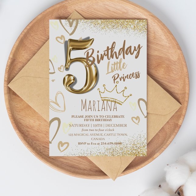Little Princess Gold Glitzer Cool Geburtstag Einladung (Von Creator hochgeladen)