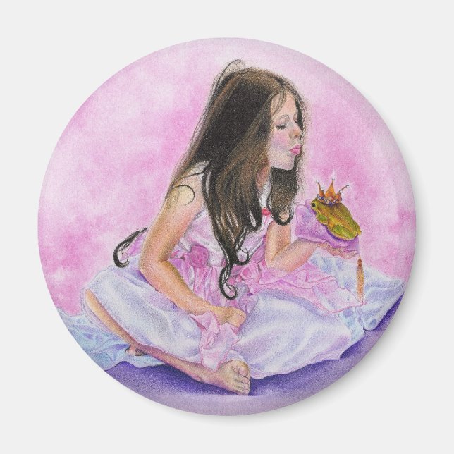 Little Princess Kissing Frog Magnet (Vorne)