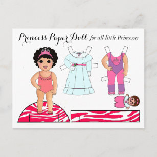 "Little Princess" Paper Doll Party Postkarten