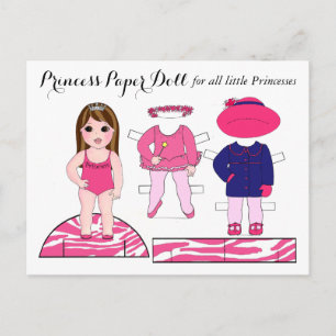 "Little Princess" Paper Doll Party Postkarten