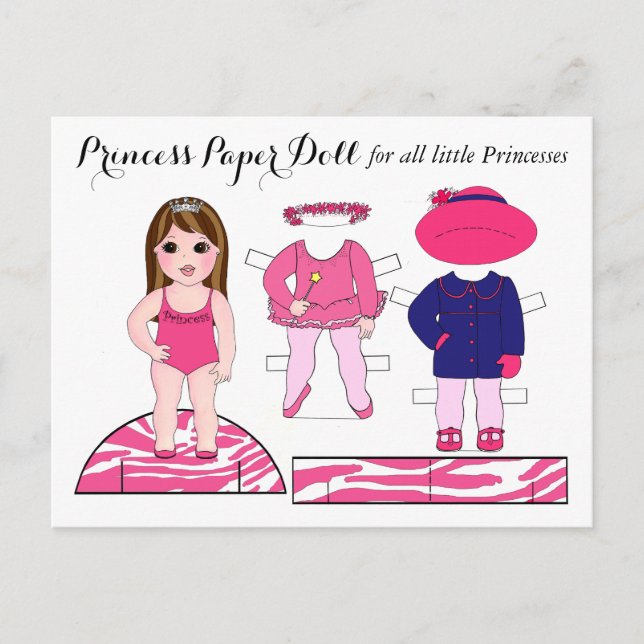 "Little Princess" Paper Doll Party Postkarten (Vorderseite)