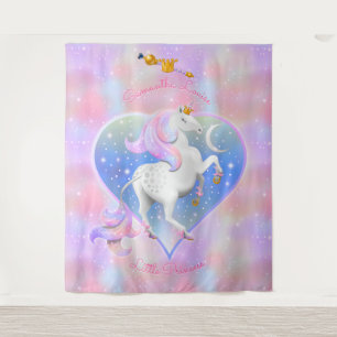 Little Princess Personalisiert Pink Unicorn Wandteppich