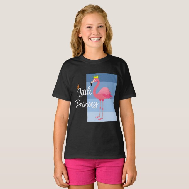 Little Princess Pink Flamingo Design - Girls' Basi T-Shirt (Vorne ganz)