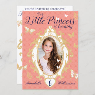 Little Princess Pink & Gold Einladung zum Geburtst