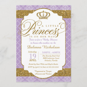 Little Princess Royal Lila and Gold Baby Shower Einladung