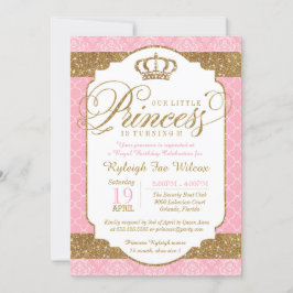 Little Princess Royal Pink und Gold zum Geburtstag Einladung