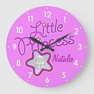 Little Princess Star Foto Pink Girls Wanduhr