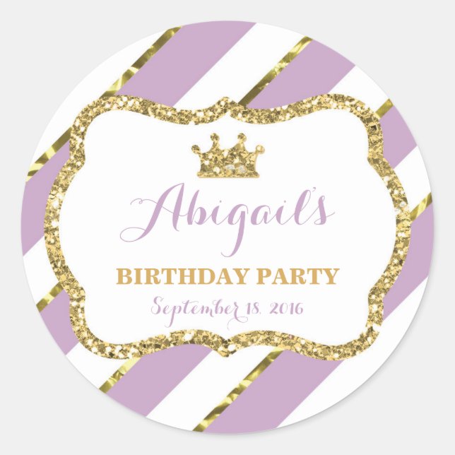 Little Princess Sticker, Lila, Gold Runder Aufkleber (Vorderseite)