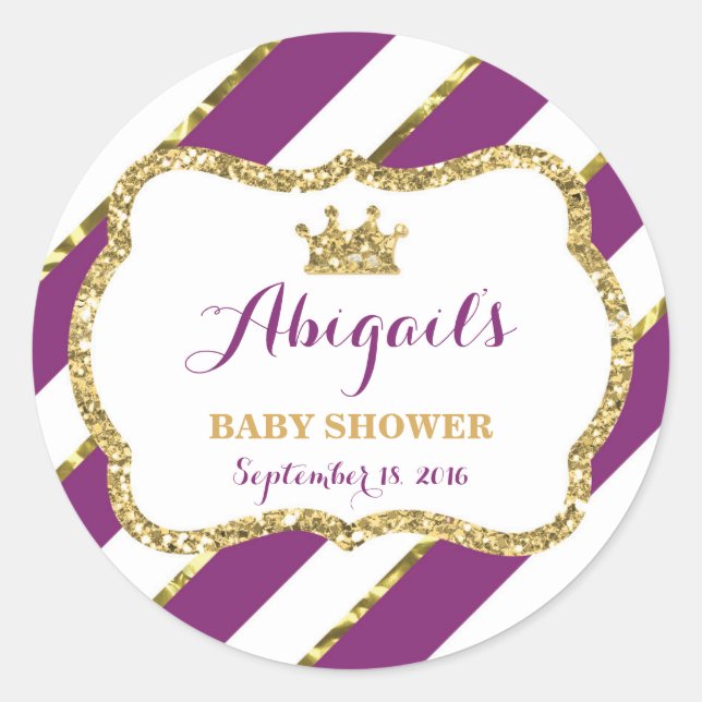 Little Princess Sticker, Lila, Imitate Glitzer Runder Aufkleber (Vorderseite)