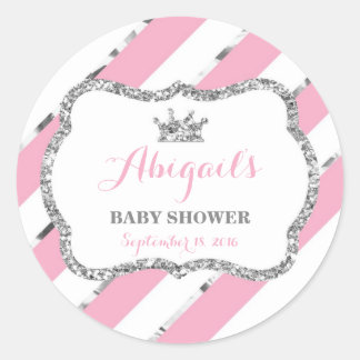Little Princess Sticker, Rosa, Imitat Glitzer Runder Aufkleber