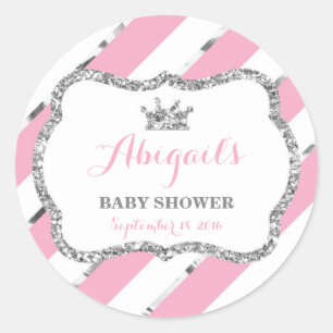 Little Princess Sticker, Rosa, Imitat Glitzer Runder Aufkleber