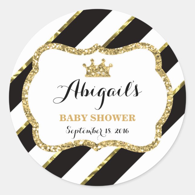 Little Princess Sticker, Schwarz, Imitate Glitzer Runder Aufkleber (Vorderseite)