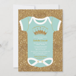 Little Princess Turquoise Glitzer Gold Baby Dusche Einladung