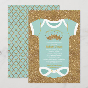 Little Princess Turquoise Glitzer Gold Baby Dusche Einladung