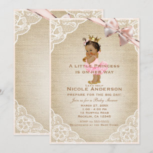 Little Princess Vintag Baby Girl Rustikale Dusche Einladung