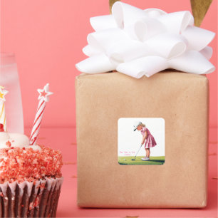 Little Pro in Pink: Geburtstag auf Grün Quadratischer Aufkleber