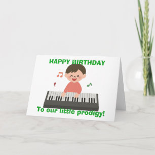 Little Prodigy Birthday Wish Piano Keyboard Boy Karte