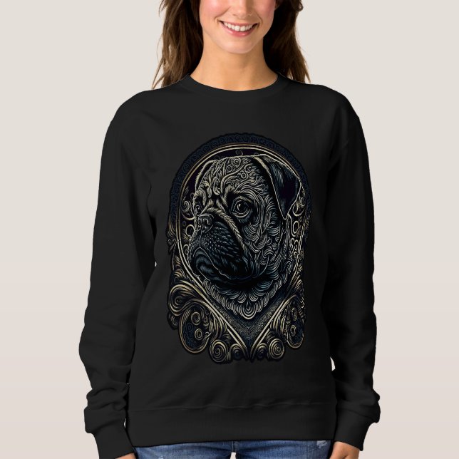 Little Pug with Ornaments  1 Sweatshirt (Vorderseite)
