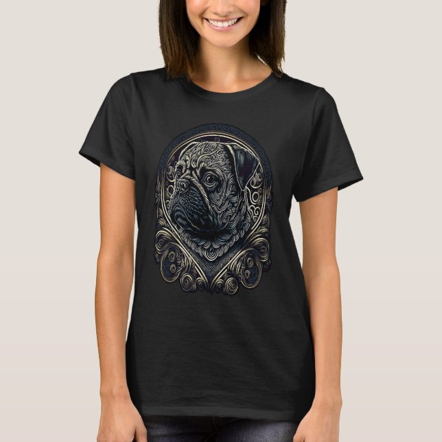 Little Pug with Ornaments  1 T-Shirt (Vorderseite)