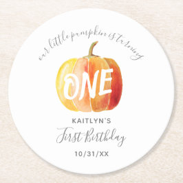Little Pumpkin 1. Geburtstag Runder Pappuntersetzer