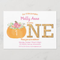 Little Pumpkin 1st Birthday Girl Fall Floral