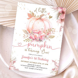 Little Pumpkin 1st Birthday Pink Gold Girls Einladung