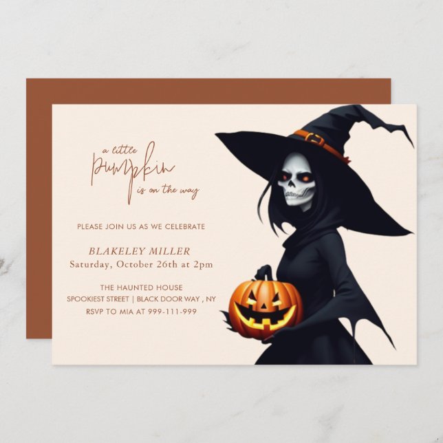 Little Pumpkin auf dem Weg Baby Dusche Einladung (Vorne/Hinten)