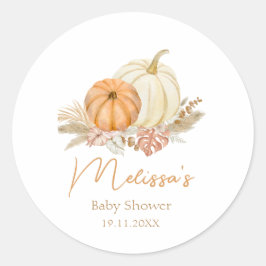Little Pumpkin Autumn Boho Fall Floral Baby Shower Runder Aufkleber