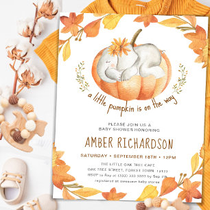 Little Pumpkin Autumn Elephant Girl Baby Shower Einladung