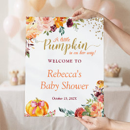 Little Pumpkin Autumn Floral Baby Dusche Zeichen Poster