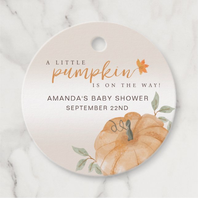 Little Pumpkin Autumn Herbst Babydusche Geschenkanhänger (Vorderseite)