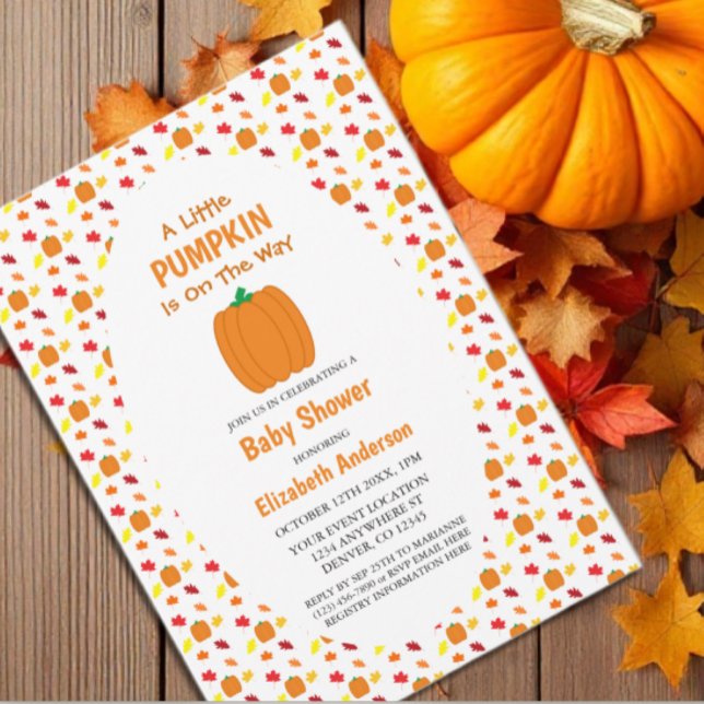 Little Pumpkin Autumn Leaves Baby Dusche Einladung (Von Creator hochgeladen)