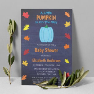 Little Pumpkin Autumn Leaves Baby Dusche Einladung