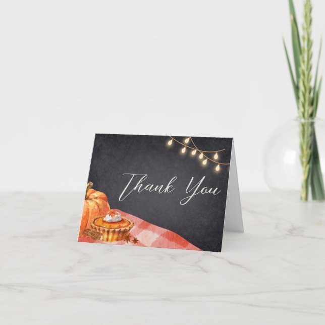 Little Pumpkin Autumn Picnic Baby Shower Dankeskarte (Vorderseite)