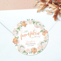 Little Pumpkin Autumn Watercolor Gold Baby Dusche