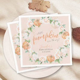 Little Pumpkin Autumn Watercolor Gold Baby Dusche Serviette