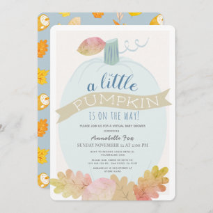 Little Pumpkin Baby Blue Virtual Baby Dusche Einladung