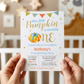 Little Pumpkin Baby Boy Erste Geburtstagsparty Einladung