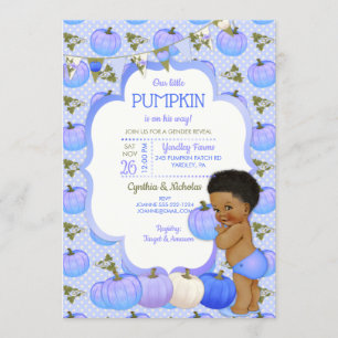Little Pumpkin Baby Boy Shower Dark Tone Curly Einladung