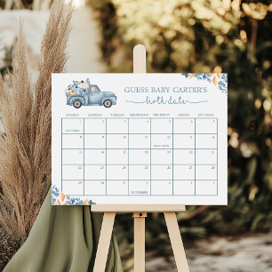 Little Pumpkin Baby Due Date Calendar Game Sign Poster