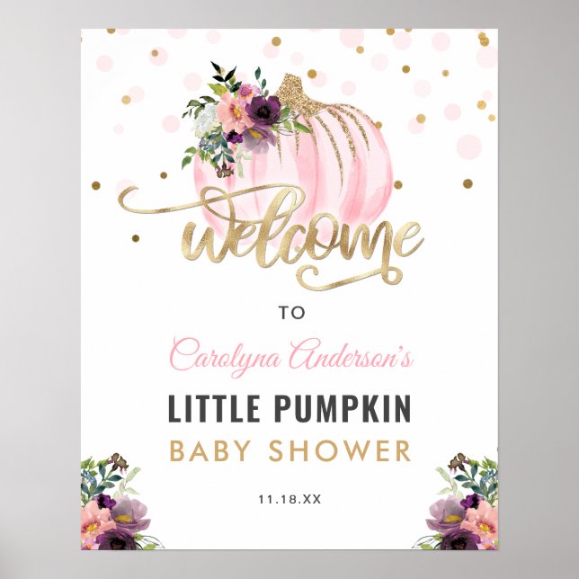 Little Pumpkin Baby Dusche Begrüßungszeichen - 16x Poster (Vorne)