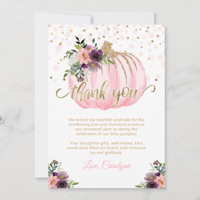 Little Pumpkin Baby Dusche Danke Card 12x18 (Vorderseite)