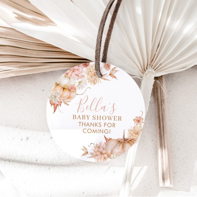 Little Pumpkin Baby Dusche Fall Pink Floral Gefall Geschenkanhänger (Fall Pumpkin Baby Shower. Matching items available. )