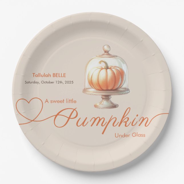 Little Pumpkin Baby Dusche - Herbstschick Pappteller (Vorderseite)