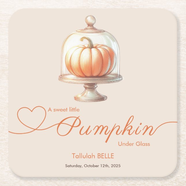 Little Pumpkin Baby Dusche - Herbstschick Rechteckiger Pappuntersetzer (Vorderseite)