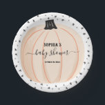Little Pumpkin Baby Dusche Pappteller<br><div class="desc">Feiern Sie mit diesen niedlichen Tellern aus Papier! Editieren Sie einfach den Namen,  die Veranstaltung und das Datum! Karo aus der gesamten Niedlichen Halloween Kollektion Spooky für weitere passende Artikel!</div>