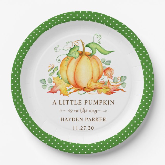 Little Pumpkin Baby Dusche Pappteller (Vorderseite)