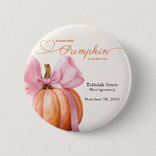 Little Pumpkin Baby Dusche - Pink Bow Fall Button