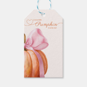 Little Pumpkin Baby Dusche - Pink Bow Fall Geschenkanhänger