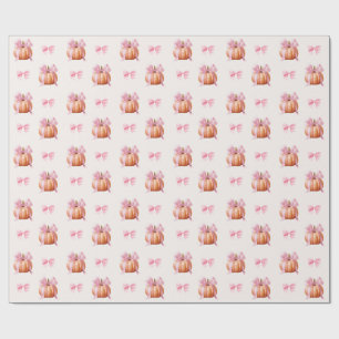 Little Pumpkin Baby Dusche - Pink Bow Fall Geschenkpapier